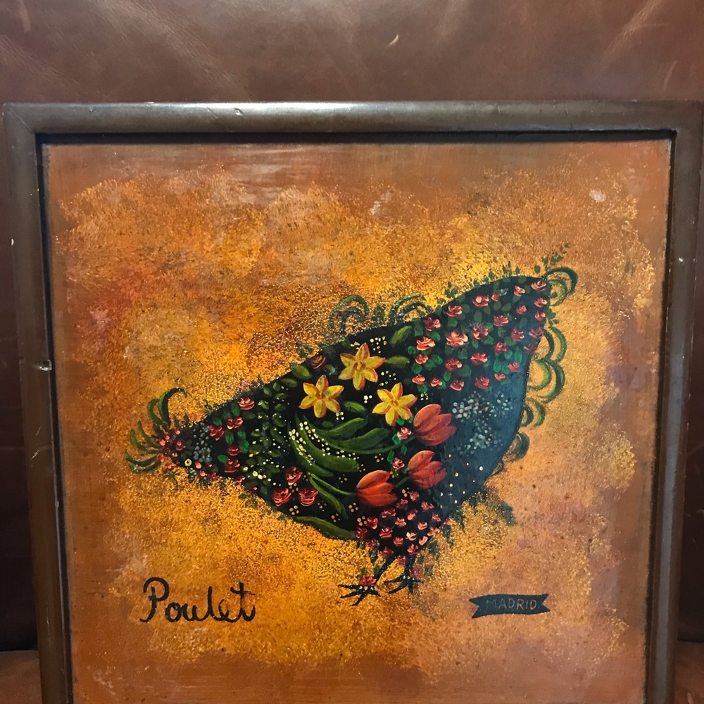Hand painted rooster tray - Picture 2 of 3